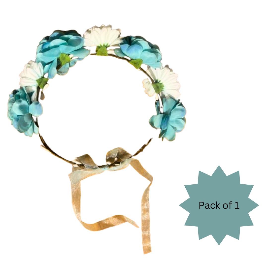 Sea Green Floral Tiara - 1PC