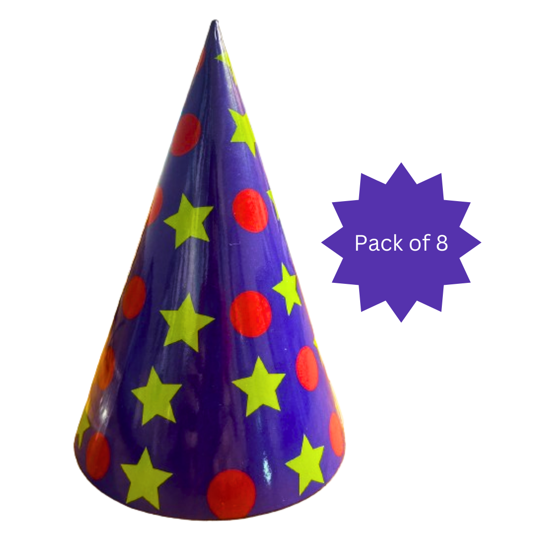 Dots & Stars Theme Party Hats - 8PC