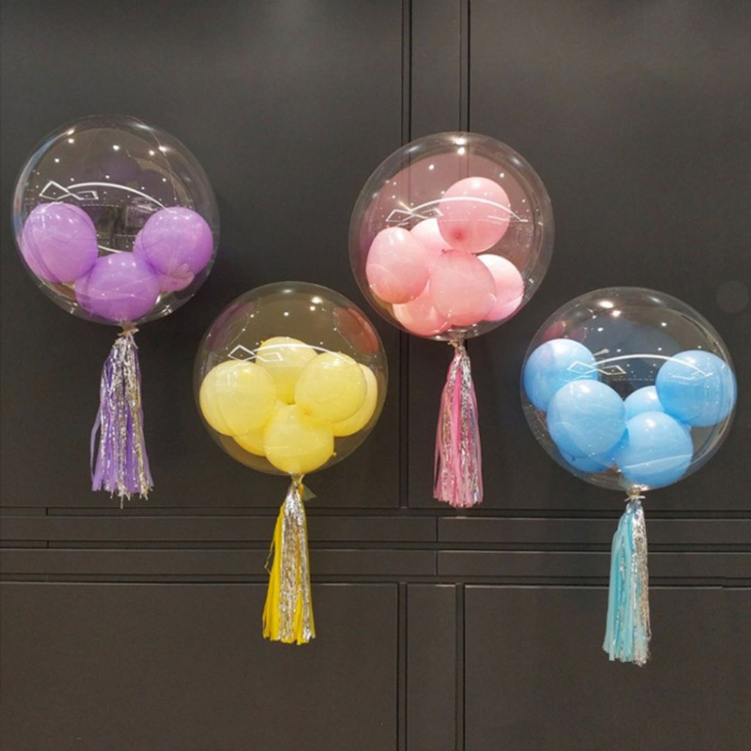 Bobo Transparent Balloon w/Pastel Balloons - 10PC