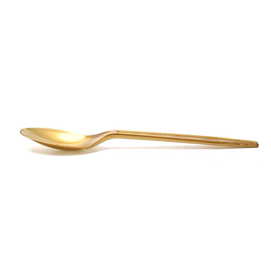 Metallic Golden Disposable Premium Quality Spoons for Parties / Travel / Picnics - 20PC