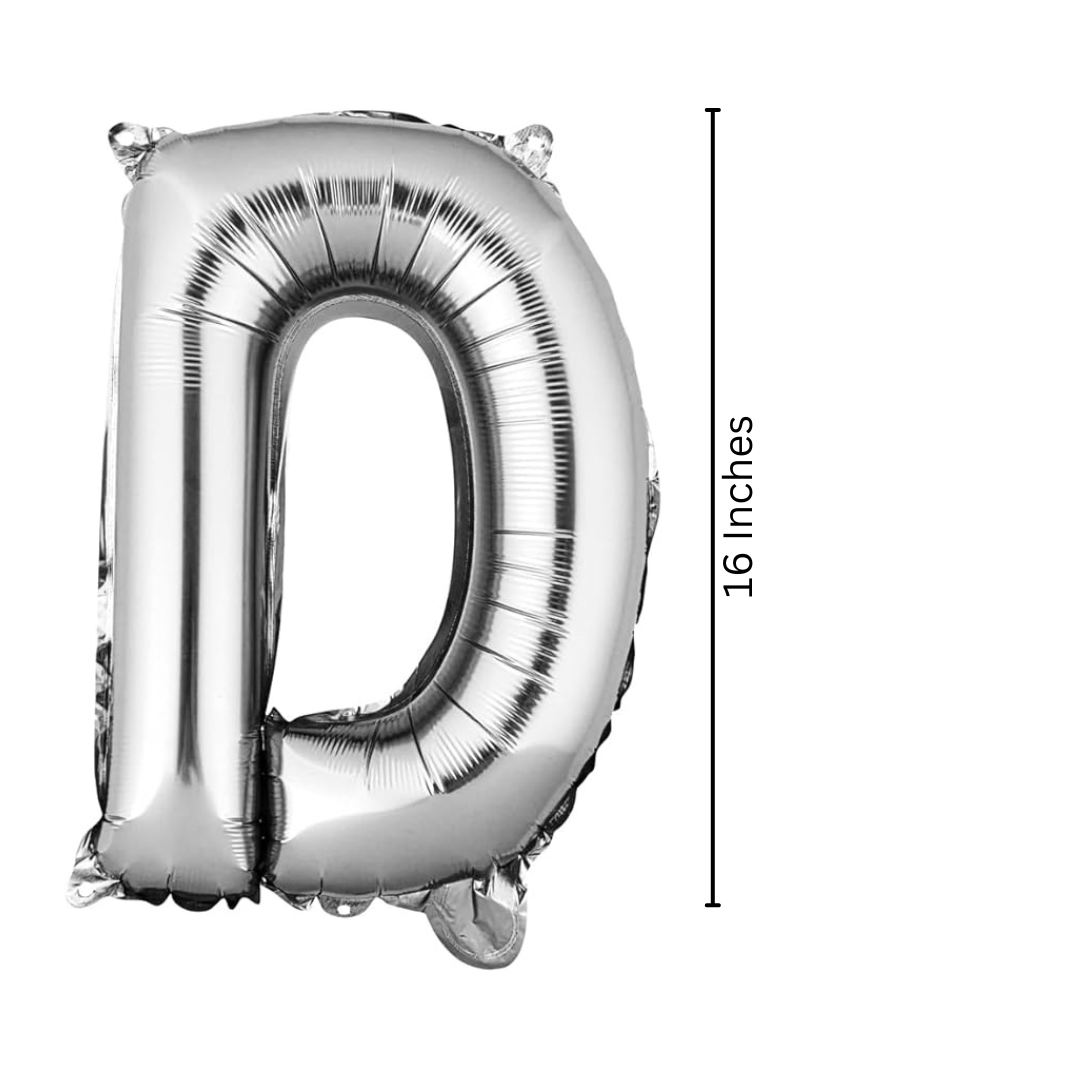 16 Letter D Silver Balloons