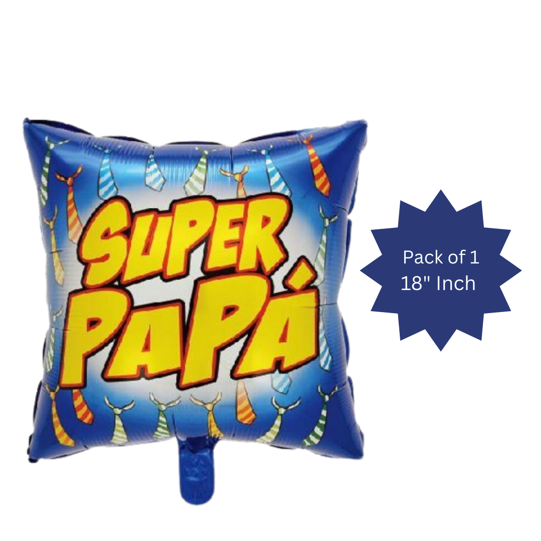 18" Square Colorful Super Papa Balloon