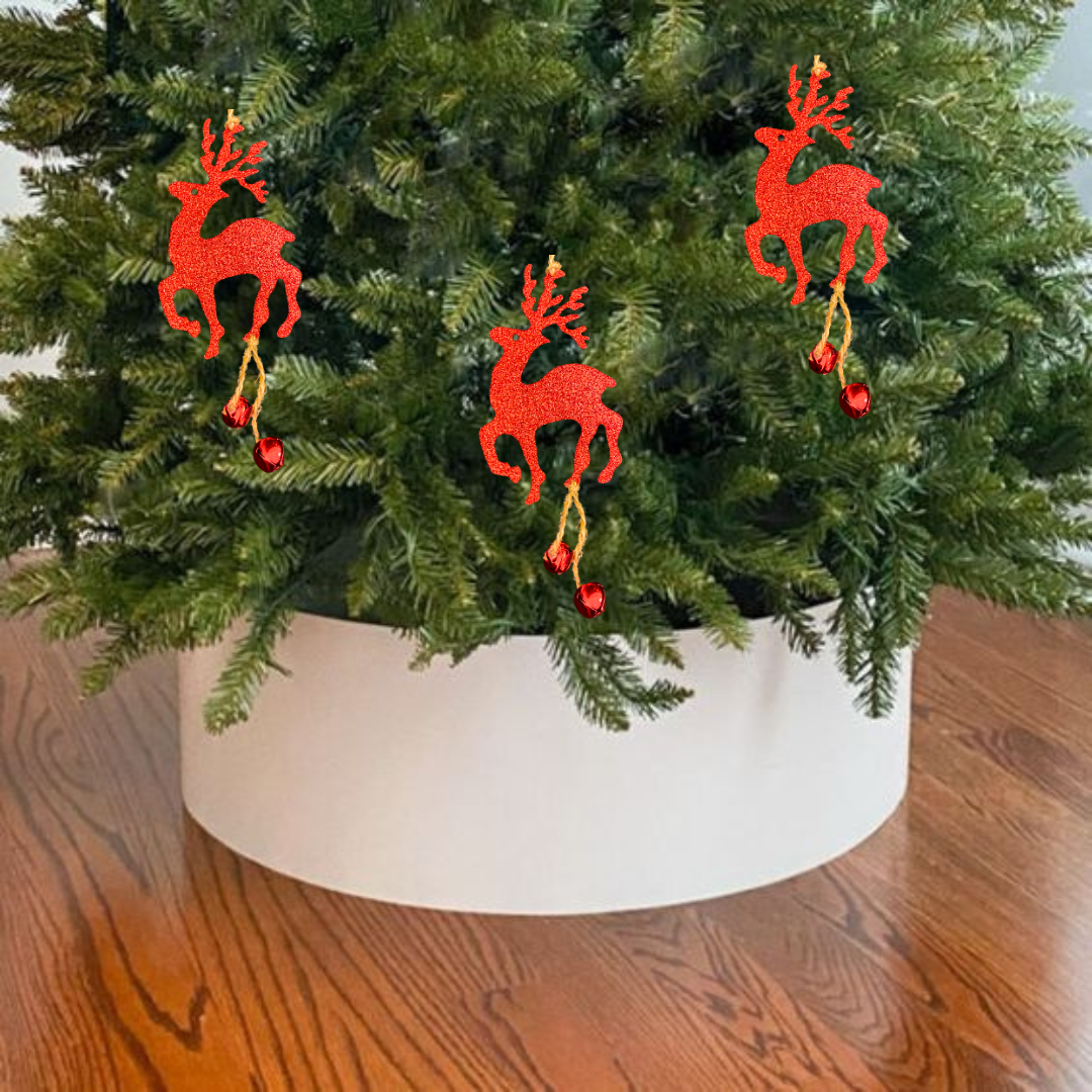 Christmas Tree Ornaments - Glitter Red Reindeer Hanging Decoration - 1PC