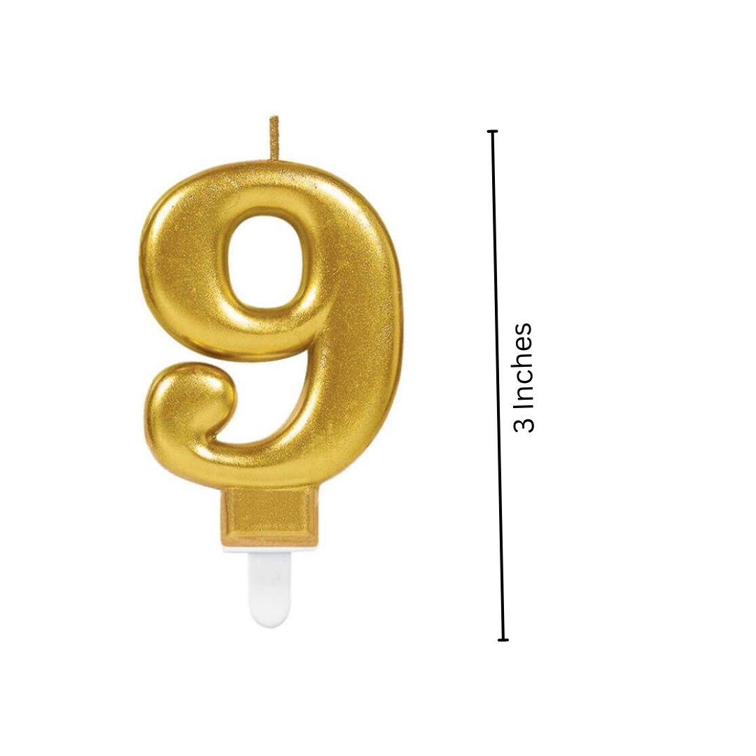 Golden Numerical Candle No. 9 - 3"