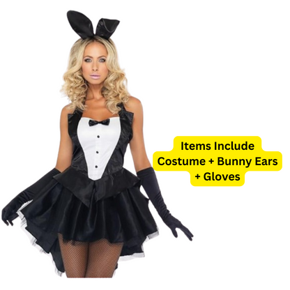 Adult Sexy Bunny Costume with Bunny Ears and Gloves - Size L (Bust - 88cm)