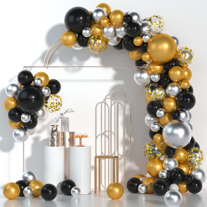 Golden, Silver and Black Balloons for Decoration