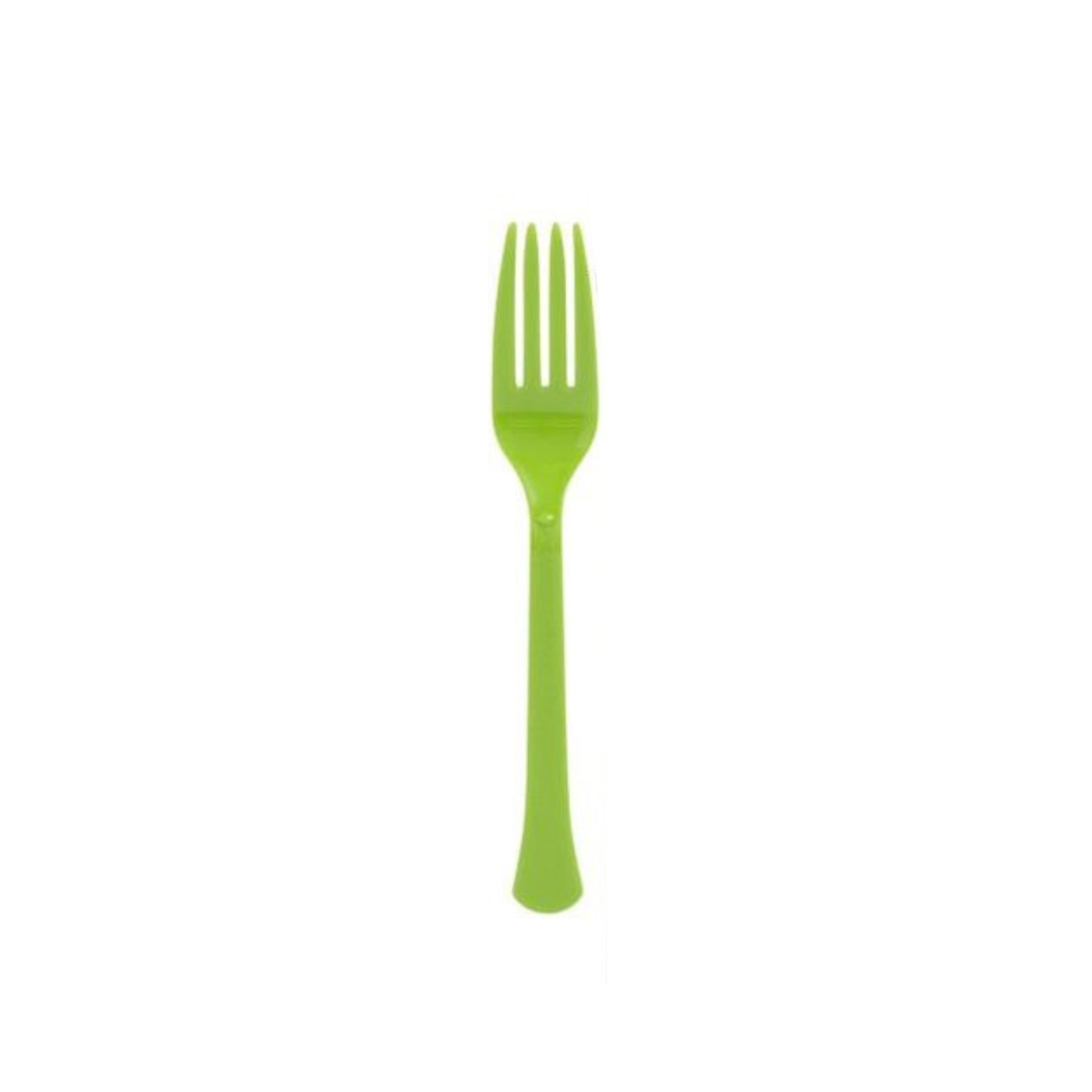 Sturdy Disposable Lime Green Forks - 20PC