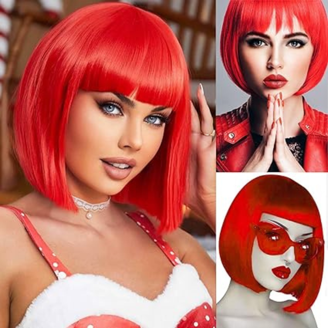 Colored Blunt Cut Wig Red