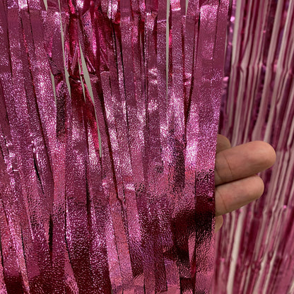 Textured Foil Pink Curtain - 7FT X 3FT