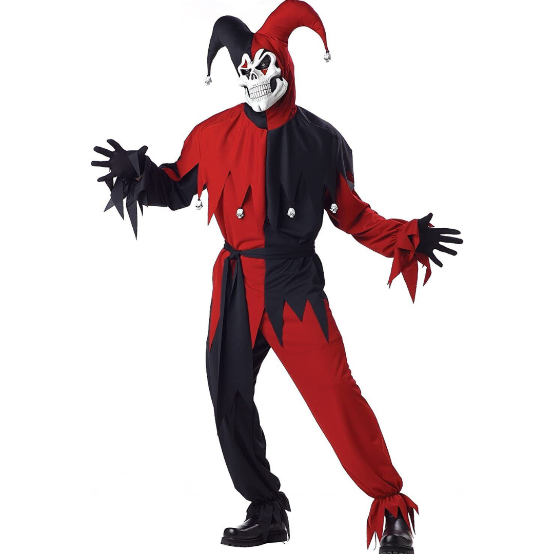 Evil Jester Joker Costume Size L for Kids Age 7-9 Years