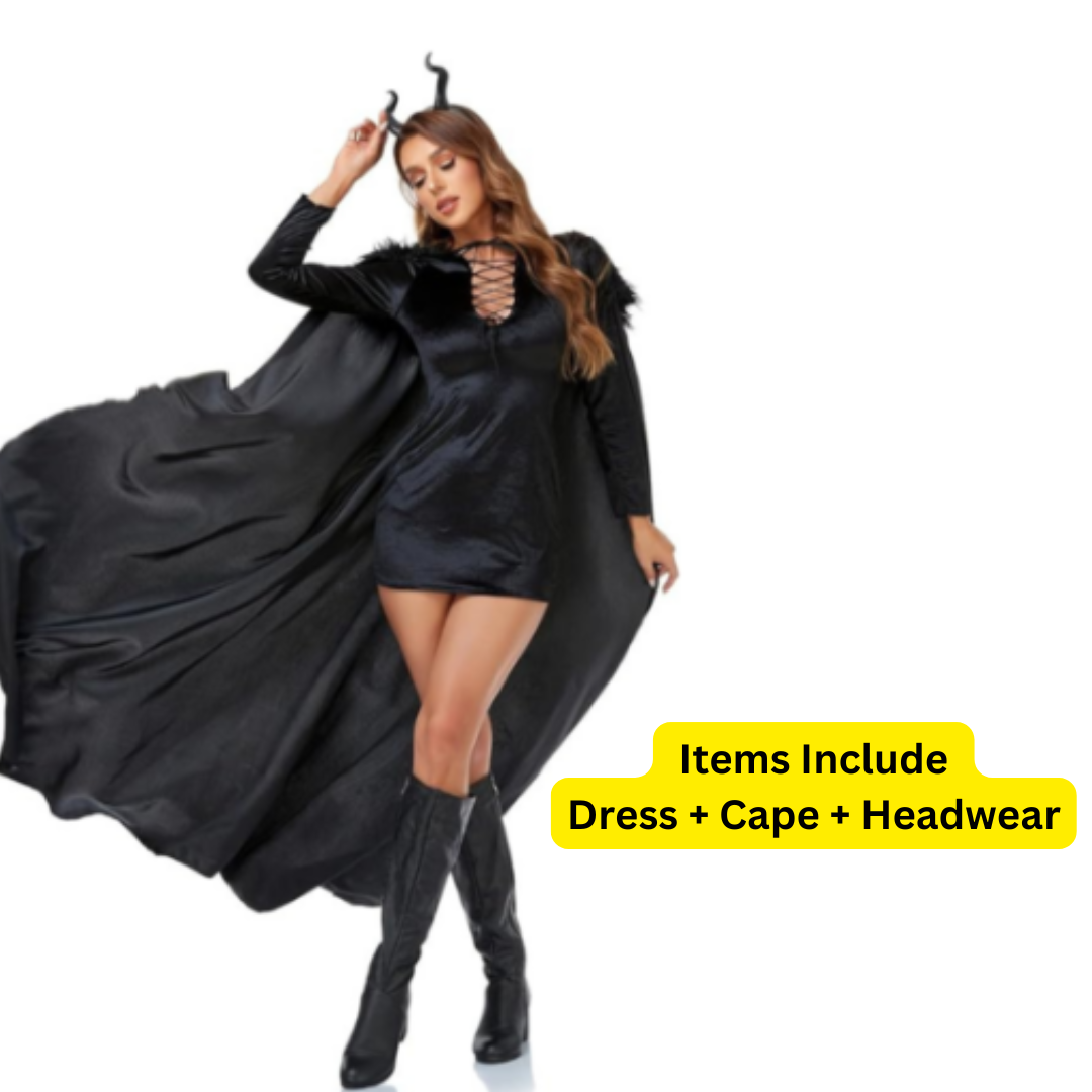 Medieval Dress Women's Halloween Cosplay Elegant Devil Witch Costume - Size M - (Bust - 88cm)