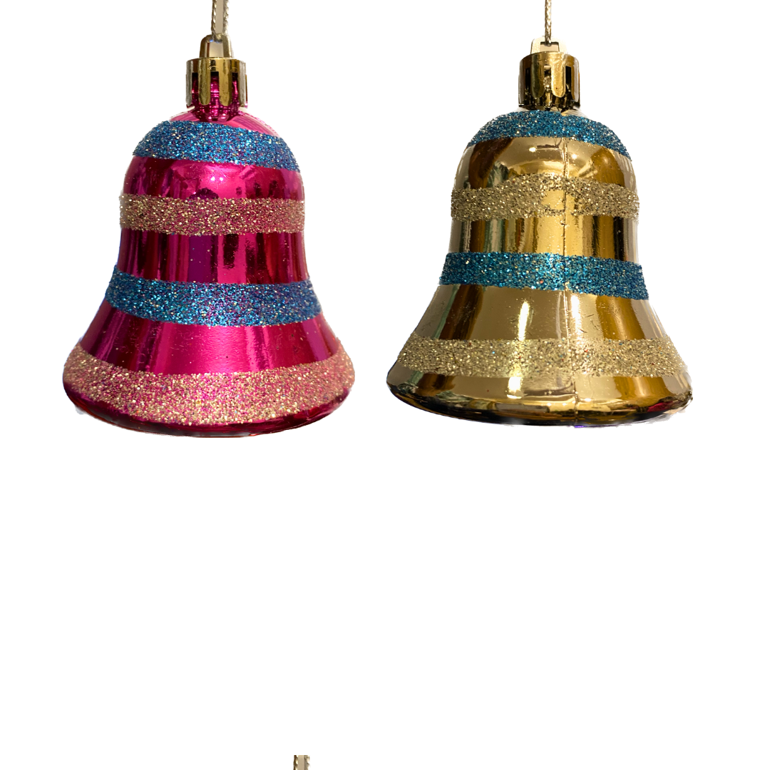 Multicolor Glitter Bells - 2PC