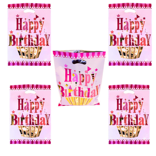 Happy Birthday Golden Cupcake Pink Aluminium Film