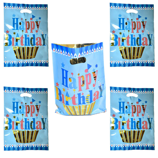 Happy Birthday Golden Cupcake Blue Aluminium Film