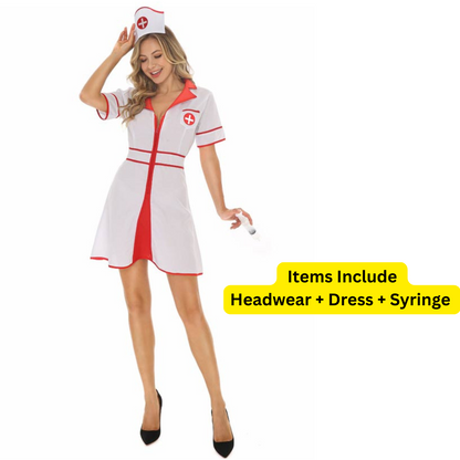 Notty Nurse Costume (Headgear+ Clothes + Syringe)