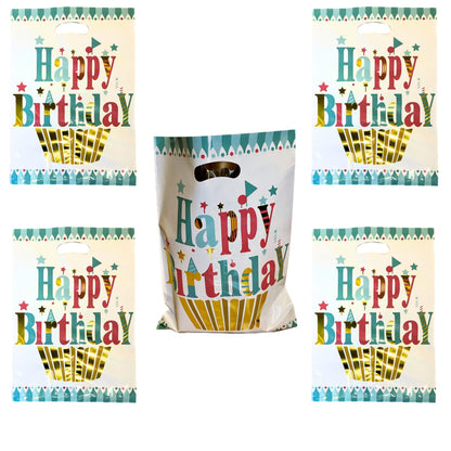 Happy Birthday Golden Cupcake White Aluminium Film