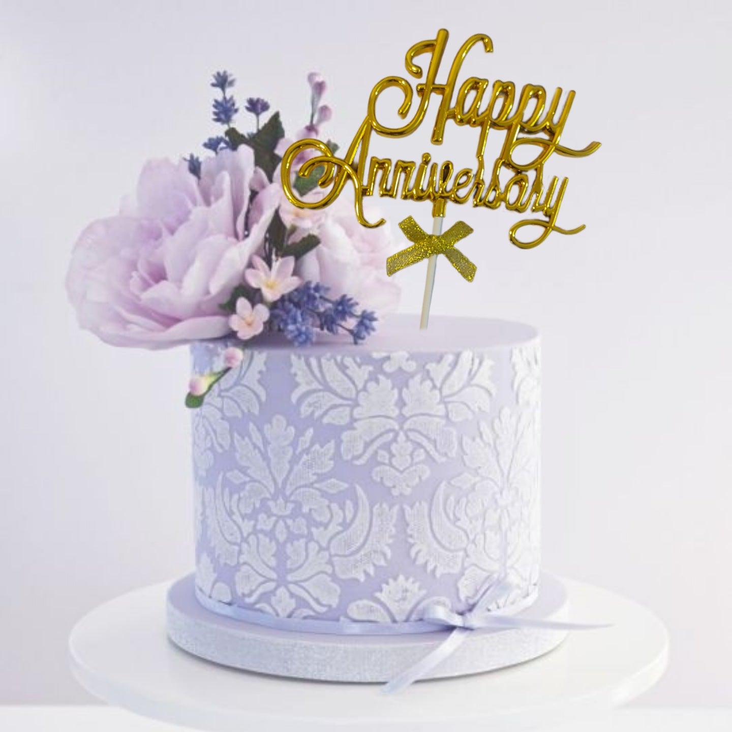 Happy Anniversary Cake Topper Gold