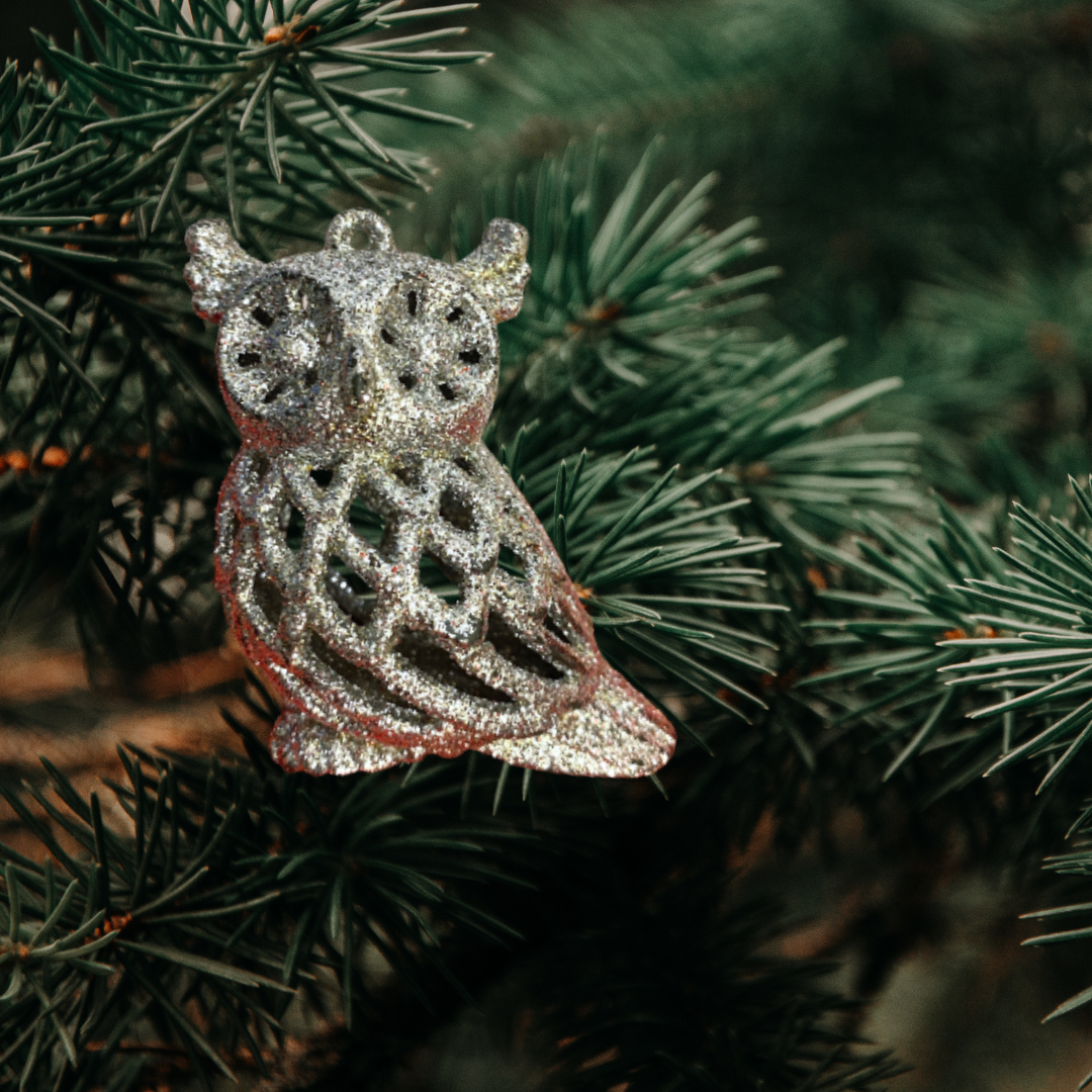 Lucky Charm Owl Tree Hanging Silver - 1 PC - Size - 8CM