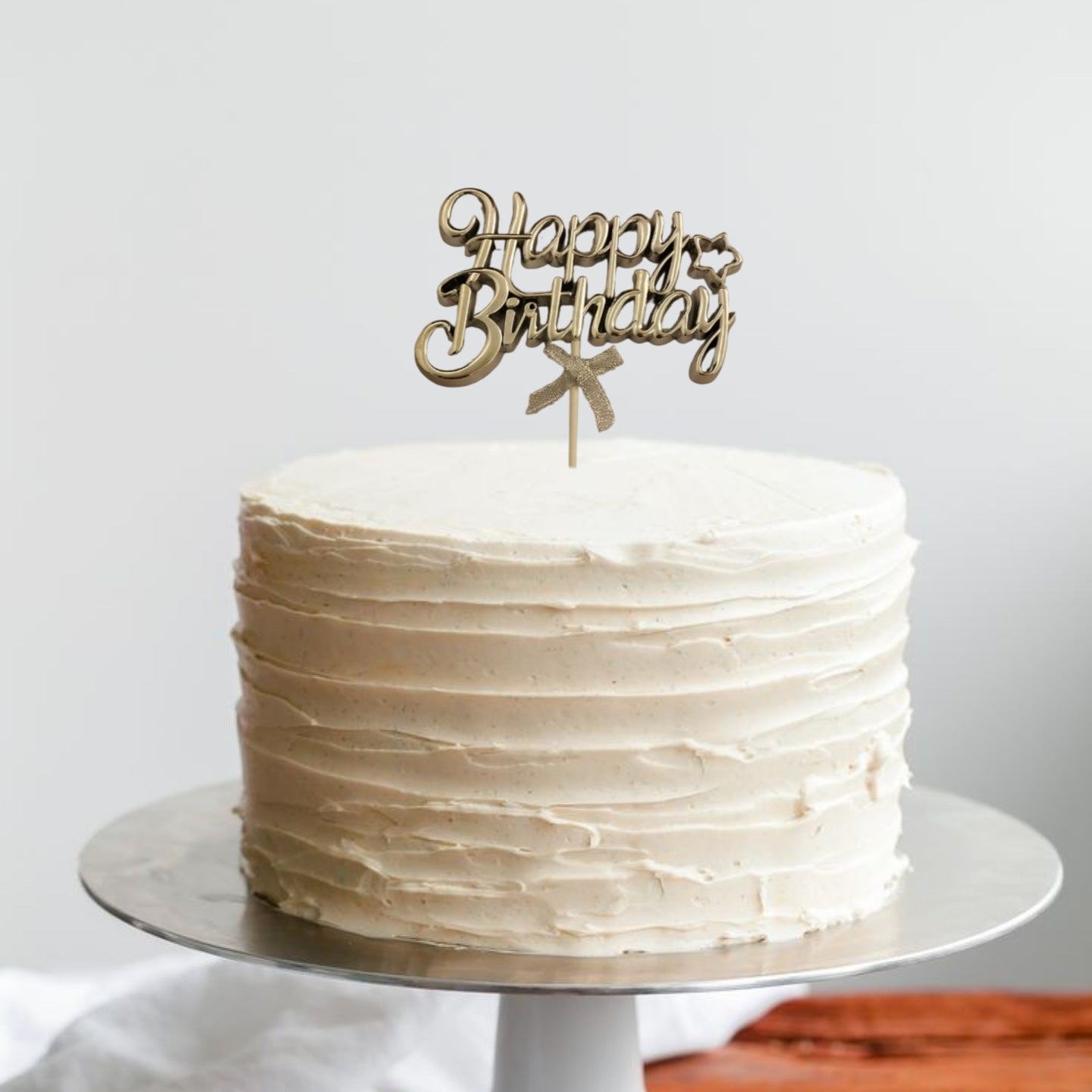 Happy Birthday Cake Topper Silver