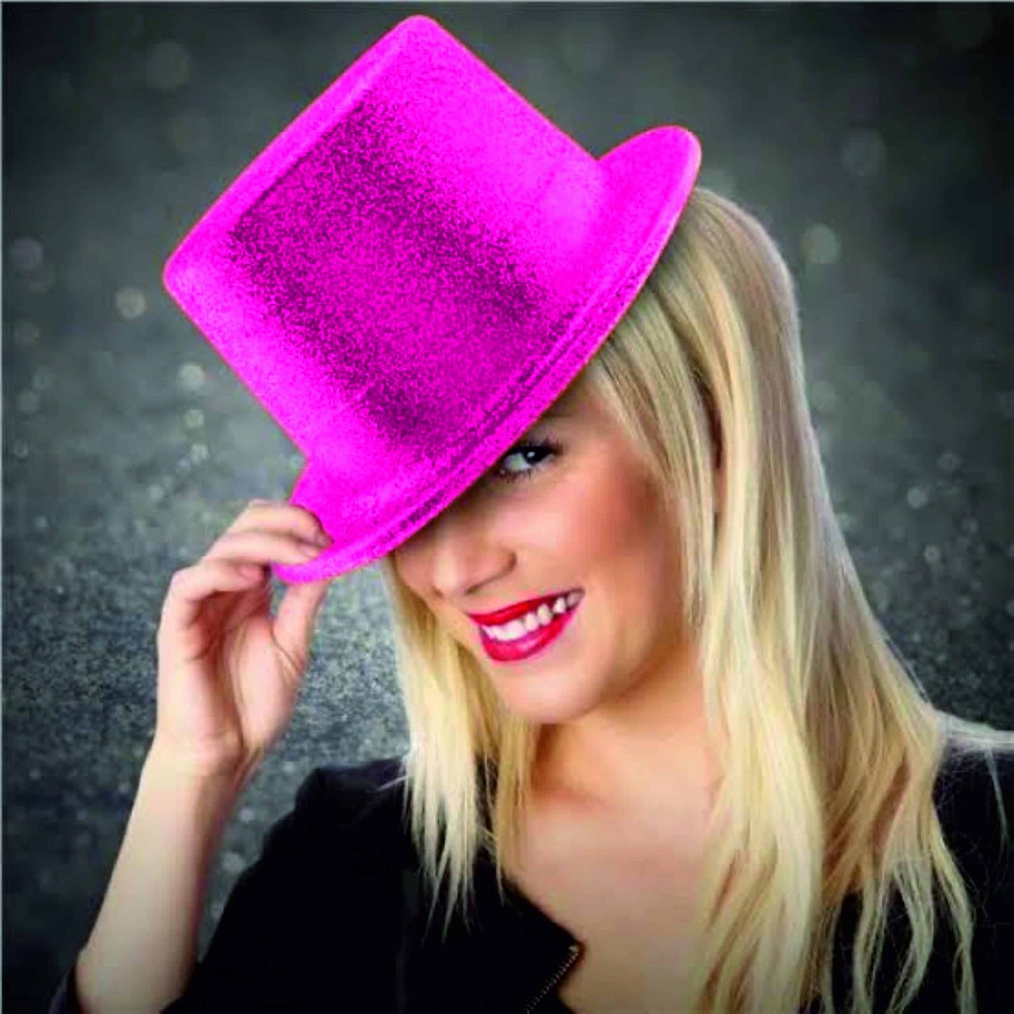 Glitter Top Hat Lrg. Pink