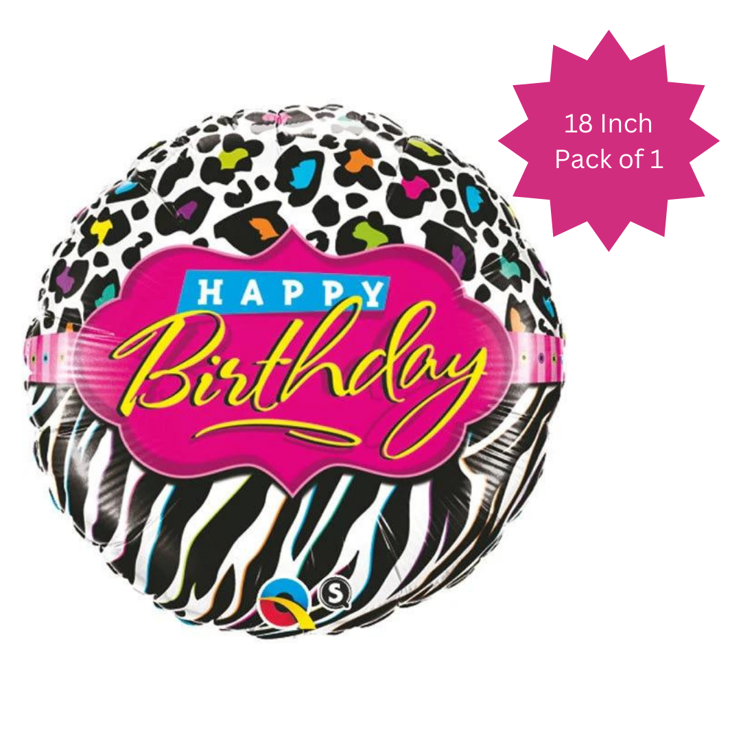 Pink &amp; White Zebra Print Birthday Balloon 18"