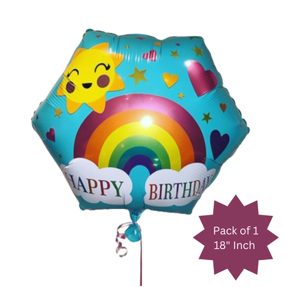 Hexagon Rainbow Shaped Birthday Balloon 18"