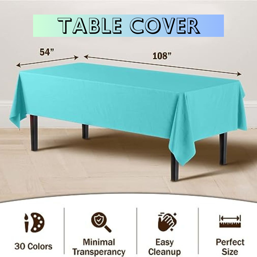 Aqua Blue Vinyl Table Cover 54"X108"