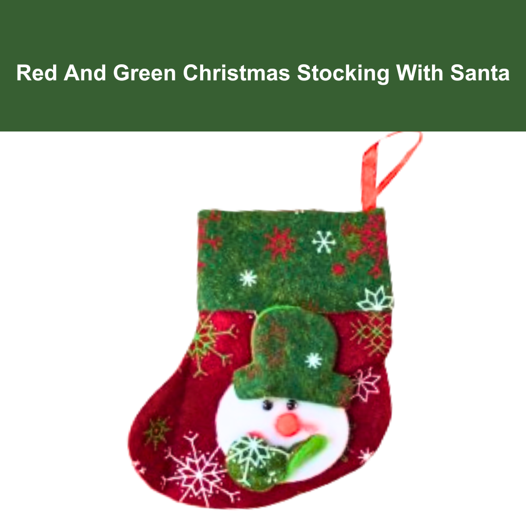 Red & Green Christmas Stockings With Santa - 1PC