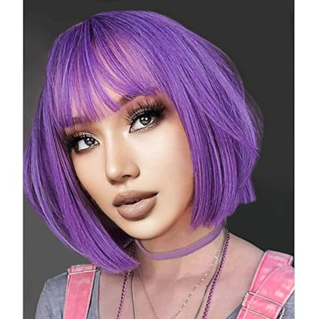 Colored Blunt Cut Wig Purple