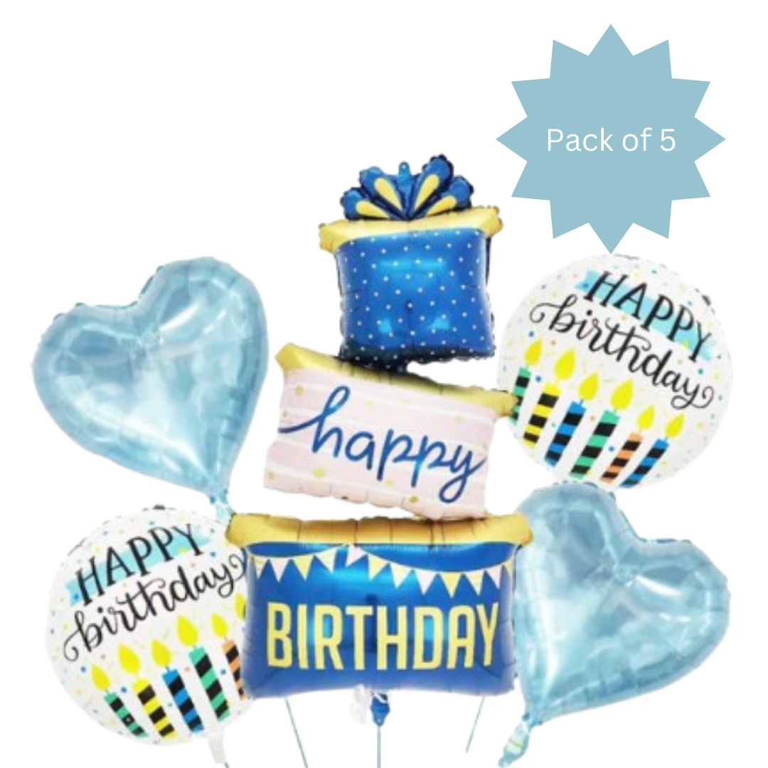 Happy Birthday 3 Layer Cake Blue Set - 5PC