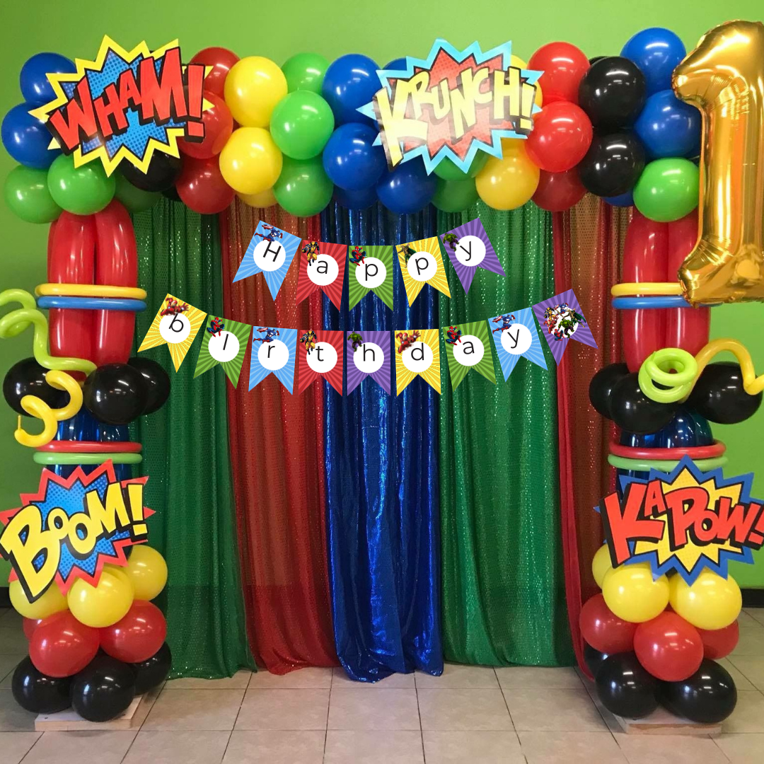 SuperHero Happy Birthday Banner