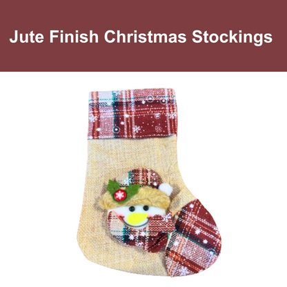 Jute Finish Christmas Stockings - 1PC