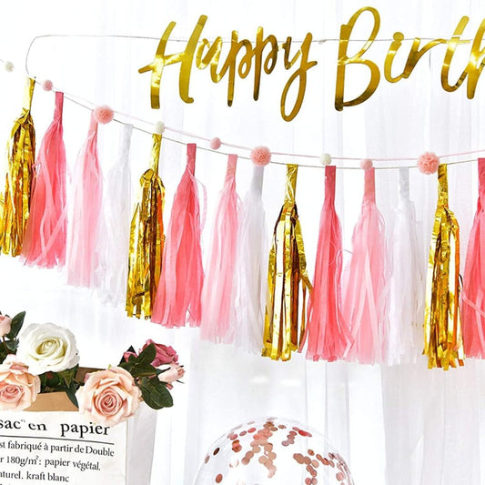 Multicolor Tassel Garland - Available in Assorted Colors for Outdoor and Indoor Birthday Decorations / Sporting Event / Carnival - 20 PC Set