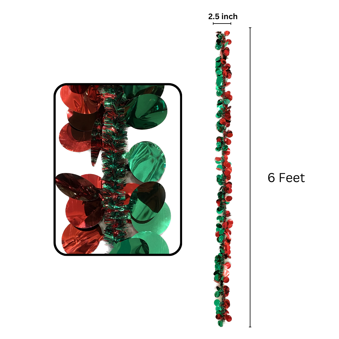 Red & Green Round Hanging Tree Wraps or Garlands -1PC