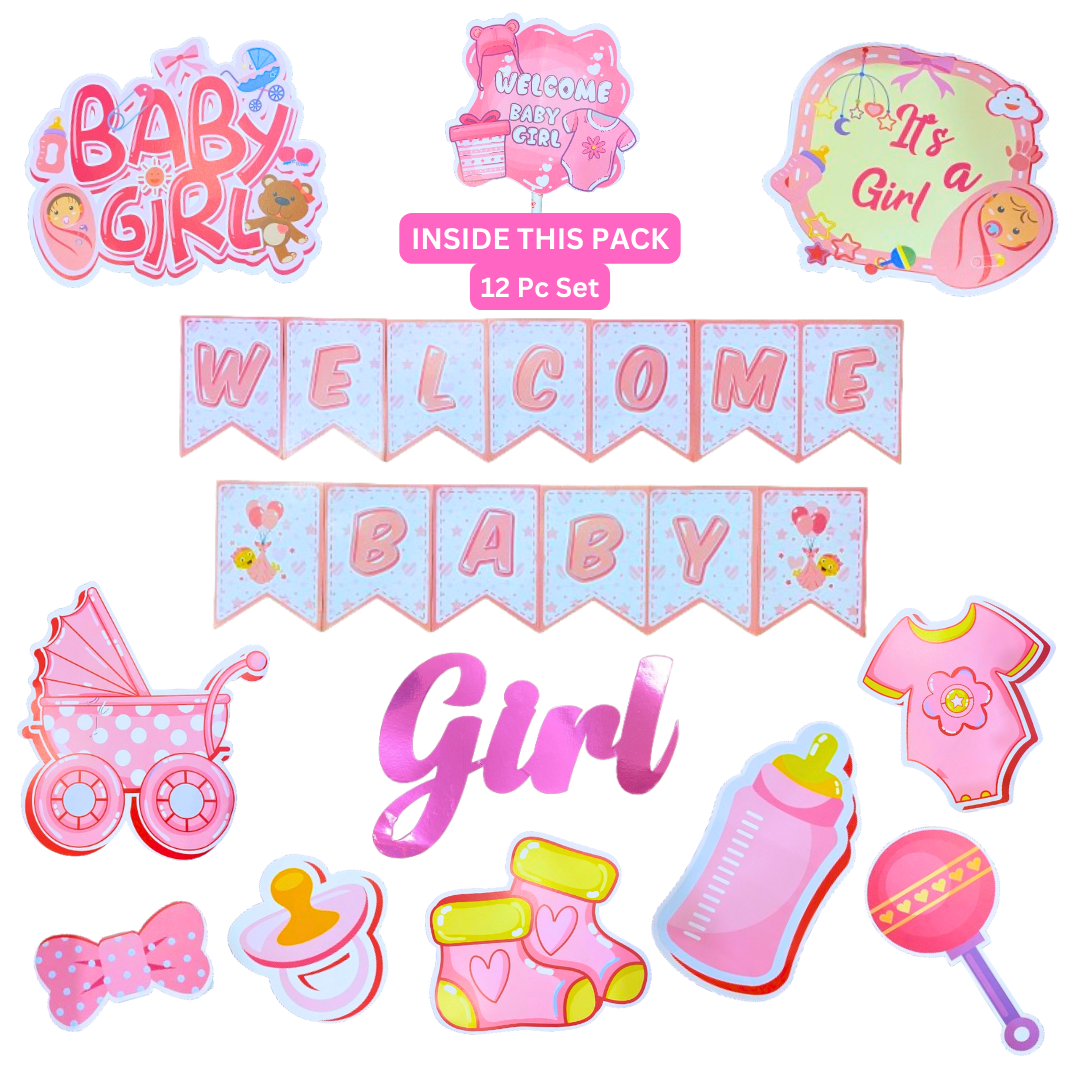 Wanna Party Welcome Baby Girl Combo Set -12 Pcs