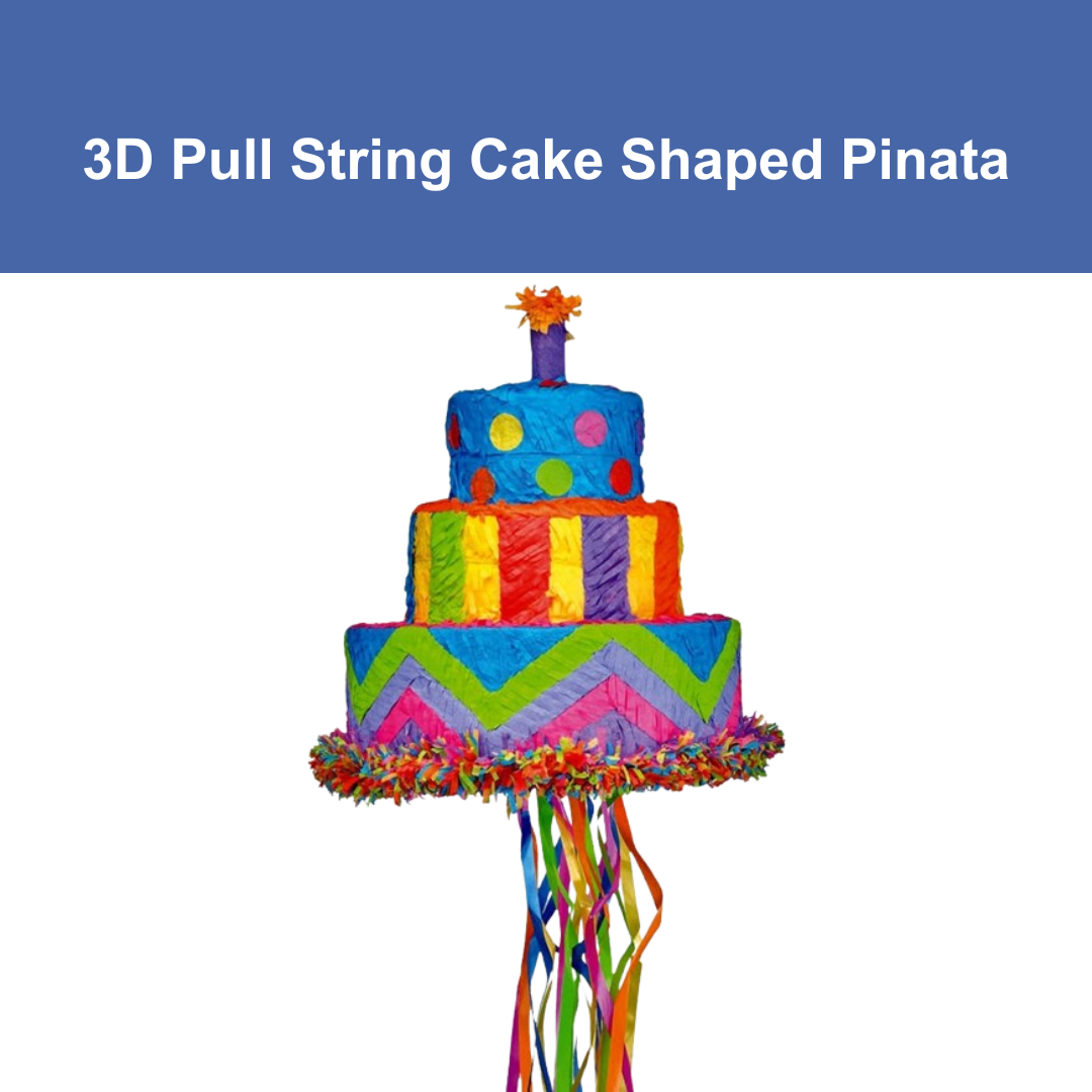 3D Pull String Cake Shaped Cake Pinata