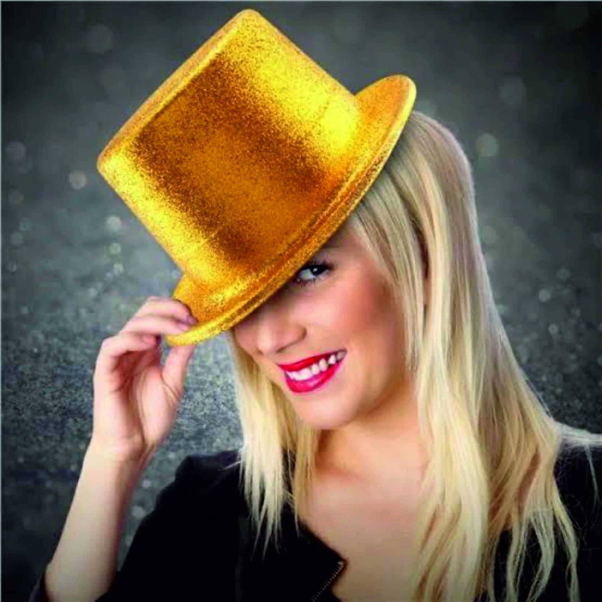 Glitter Top Hat Lrg. Gold