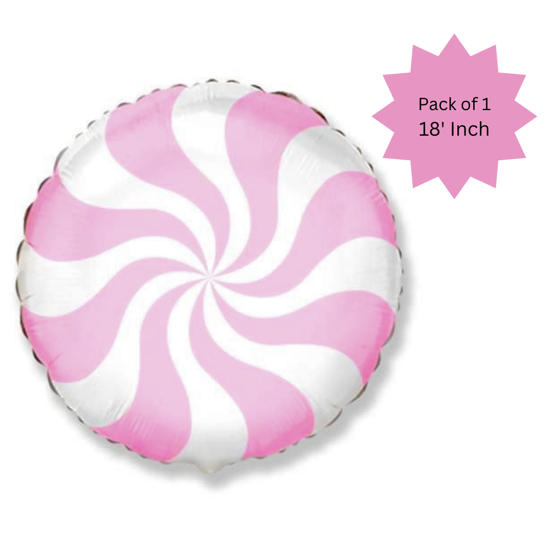 Pink Round Lollipop Candy Theme Balloon 18"