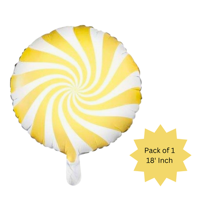 Yellow Round Lollipop Candy Theme Balloon 18"