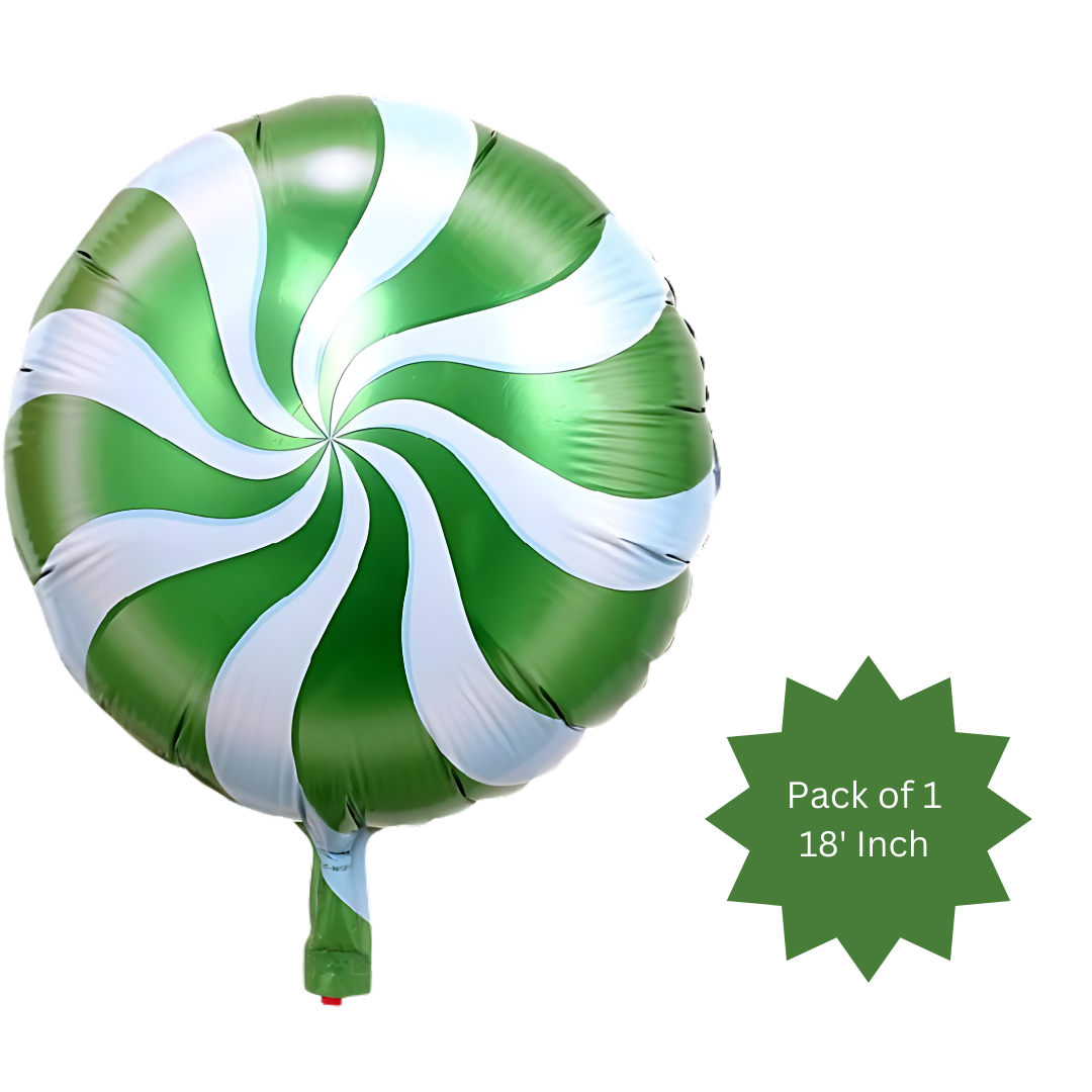 Lime Green Round Lollipop Candy Theme Balloon 18"