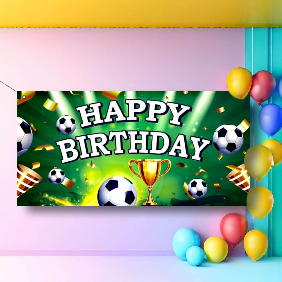 Happy Birthday Soccer Banner 4FT X 2FT