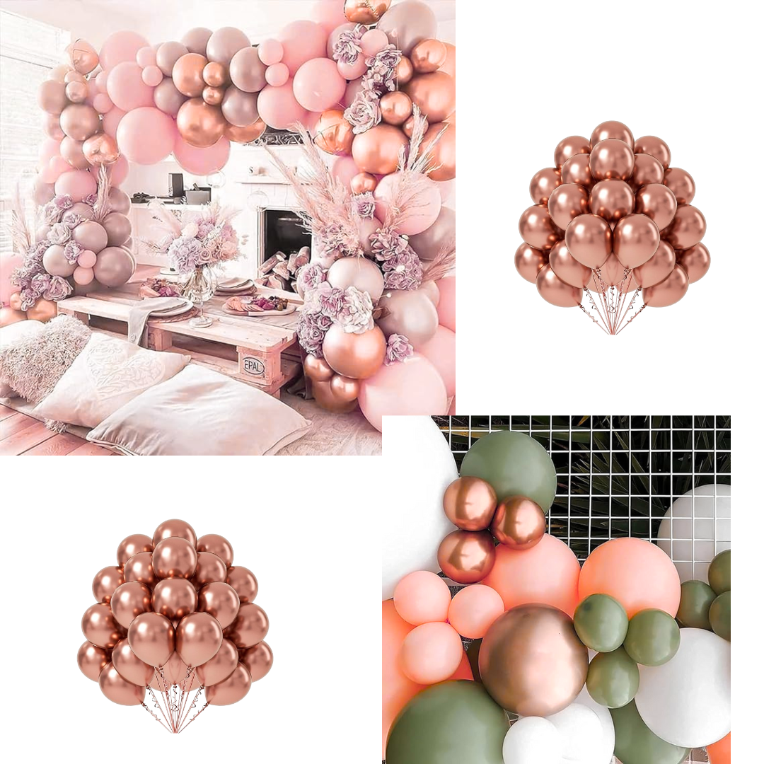 9" Chrome Rose Gold Balloons - 20PC