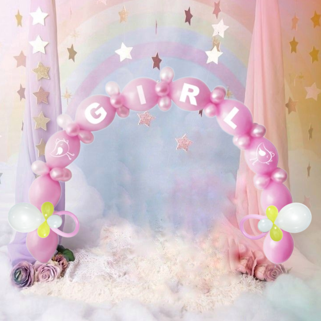 Baby Girl Linking Balloon DIY Kit - 64PC