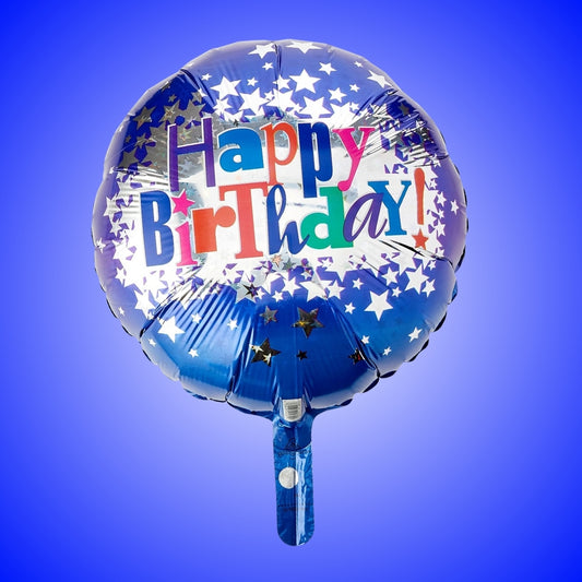 Happy Birthday Bright Stars Foil Balloon - Helium Quality - 18 inches - 1PC