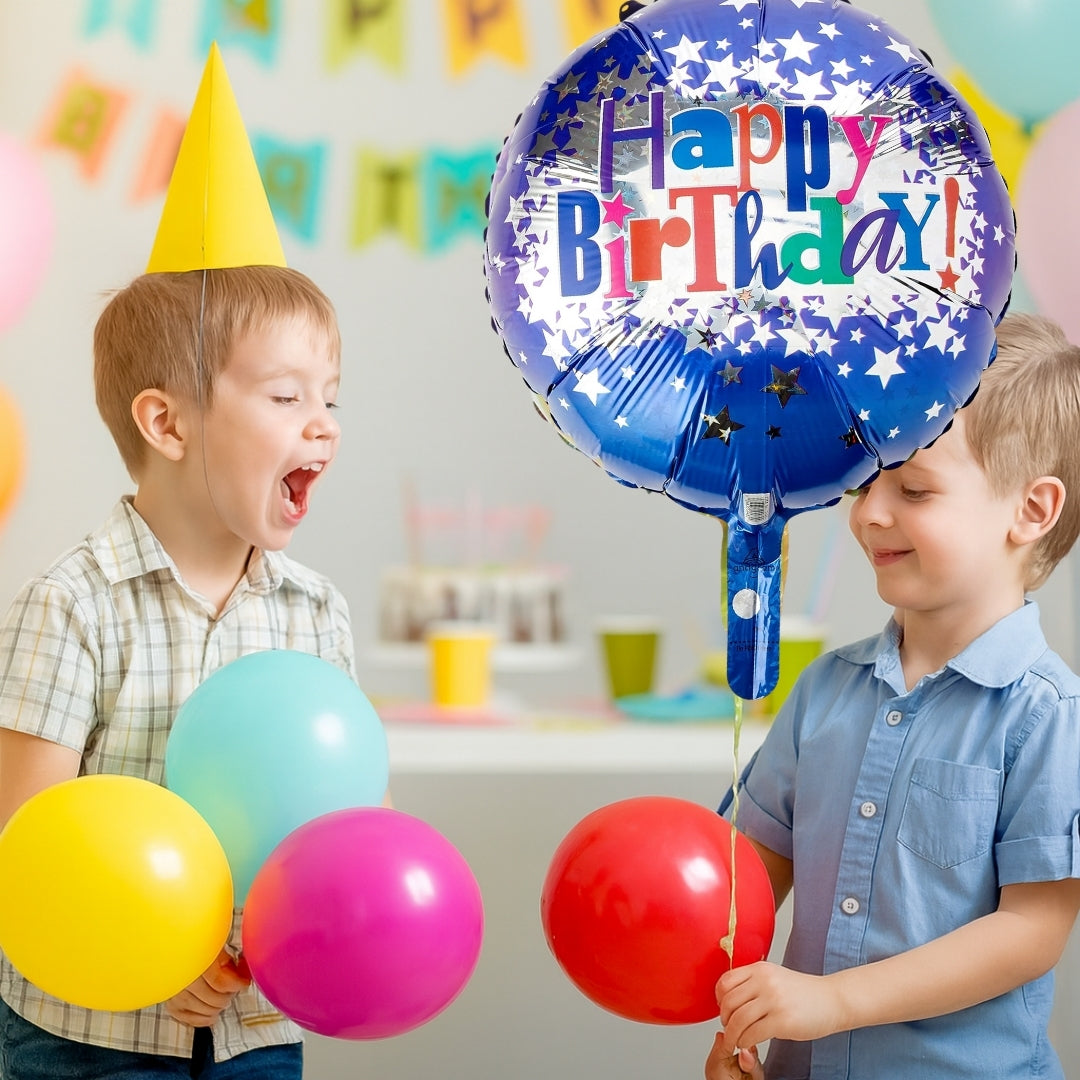 Happy Birthday Bright Stars Foil Balloon - Helium Quality - 18 inches - 1PC