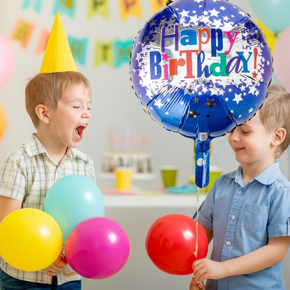 Happy Birthday Bright Stars Foil Balloon - Helium Quality - 18 inches - 1PC