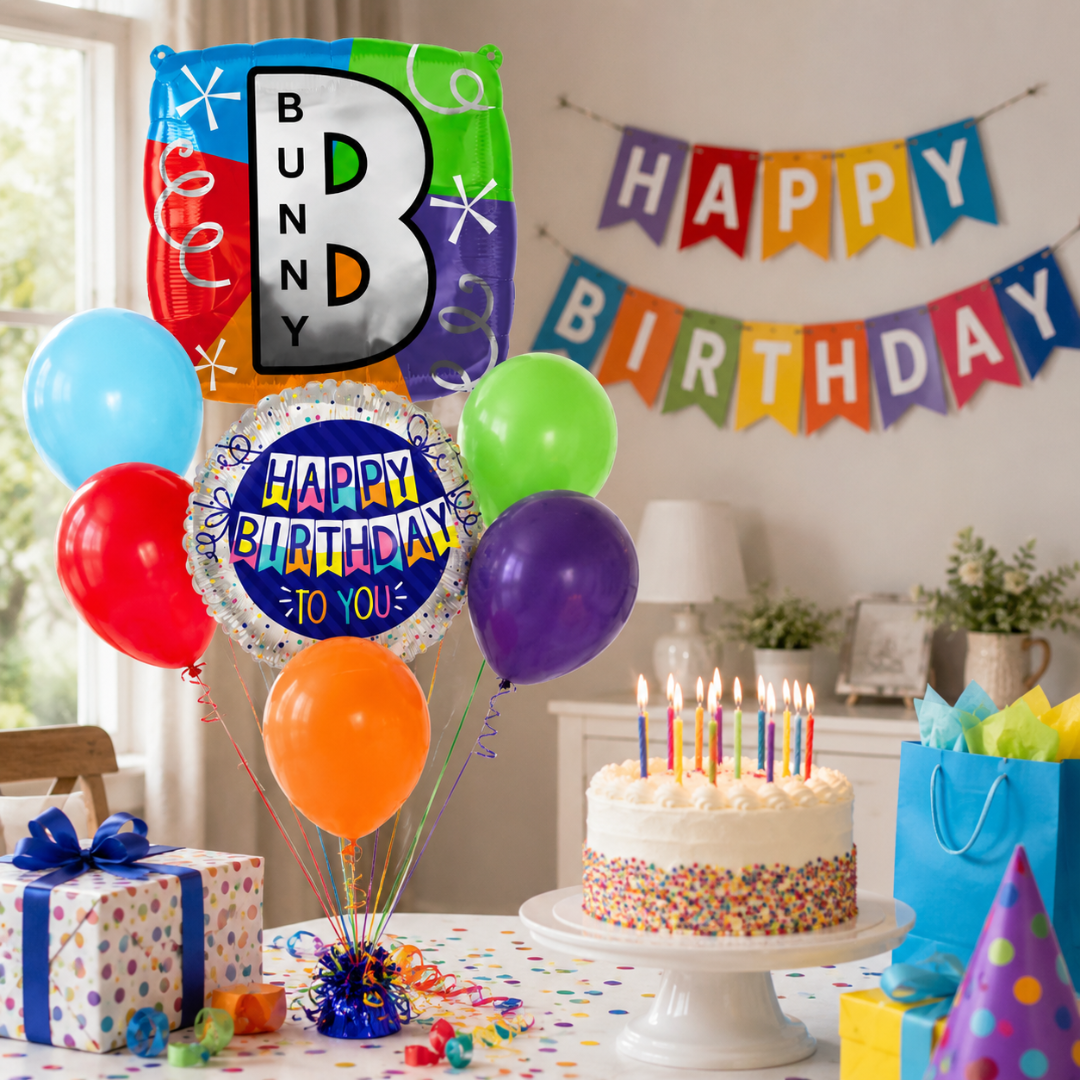 Alphabet "B" Printed Square Shaped Balloon Helium Supported for Birthday Boy/Girl Name Initiatls - 18 inches