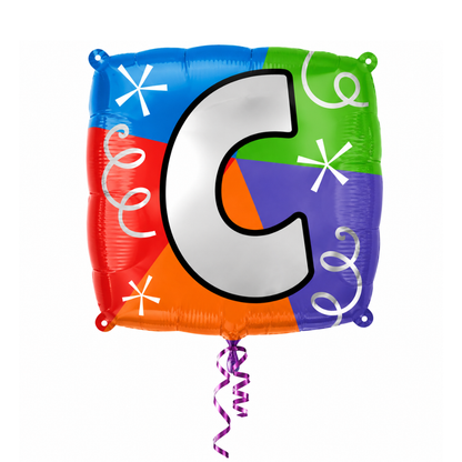 Alphabet "C" Printed Square Shaped Balloon Helium Supported for Birthday Boy/Girl Name Initiatls - 18 inches