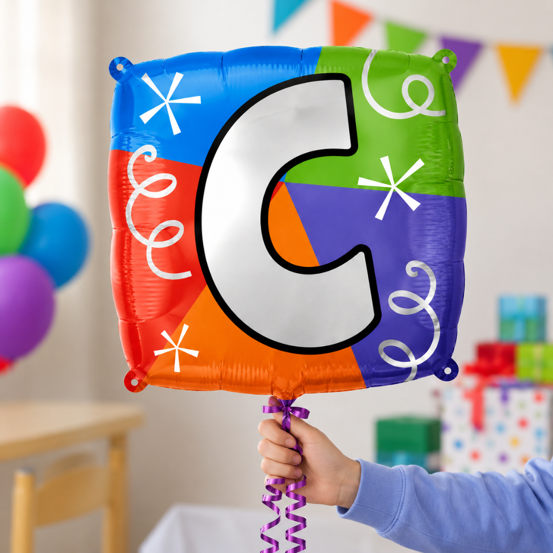 Alphabet "C" Printed Square Shaped Balloon Helium Supported for Birthday Boy/Girl Name Initiatls - 18 inches