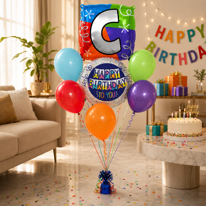 Alphabet "C" Printed Square Shaped Balloon Helium Supported for Birthday Boy/Girl Name Initiatls - 18 inches